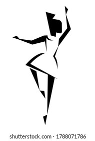 Girl dancing ballet. Abstract silhouette of simple geometric shapes. Isolated on a white background. Vector illustration.