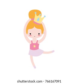 girl dancing ballet with crown decoration and bun hair