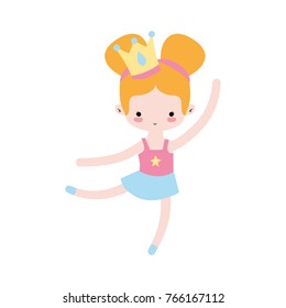 girl dancing ballet with crown decoration and professional clothes
