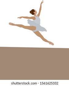 Girl dancing ballet, illustration, vector on white background.