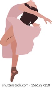 Girl dancing ballet, illustration, vector on white background.