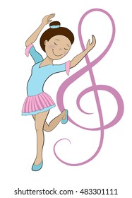 Girl dancing ballet isolated on white cartoon vector illustration