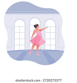 Una chica bailando ballet en ilustrador de aislamiento