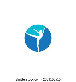 girl dancing ballet logo vector illustration logo design