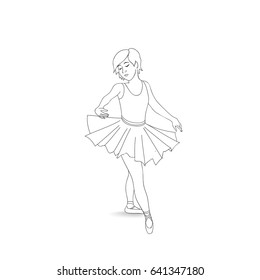Girl dancing in ballet shoes and ballet tutu. Little ballerina isolated. Ballet class dance illustration.