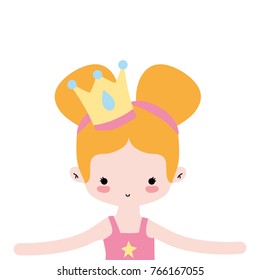 girl dancing ballet with two buns hair and professional clothes