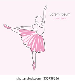 Girl dancing ballet. Vector illustration of ballerina. 