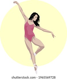 Das Mädchen tanzt Ballett. gelber Hintergrund