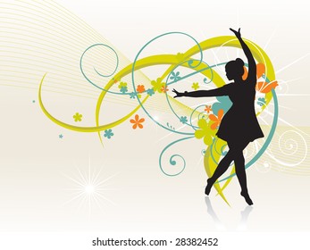 Es una niña bailando un hermoso fondo vectorial