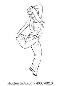 Girl dancing brake dance