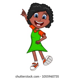 Girl dancing cartoon vector illustration
