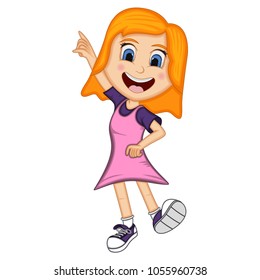 Girl dancing cartoon vector illustration