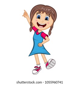 Girl dancing cartoon vector illustration