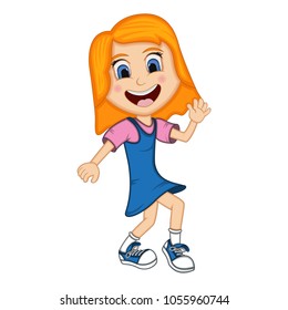 Girl dancing cartoon vector illustration