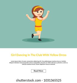 Girl Dancing In The Club With Yellow Dress Information