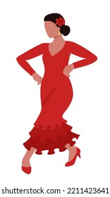 Girl dancing flamenco isolated on white background