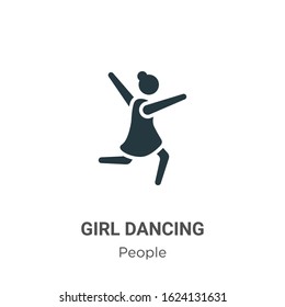 Girl dancing glyph icon vector on white background. Flat vector girl dancing icon symbol sign from modern people collection for mobile concept and web apps design.