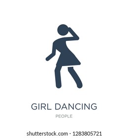 girl dancing icon vector on white background, girl dancing trendy filled icons from People collection, girl dancing vector illustration