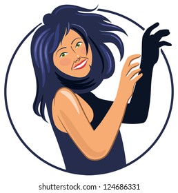 Girl dancing illustration inscribed in a circle