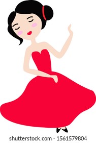Girl dancing, illustration, vector on white background.