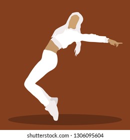 Girl dancing modern dance on a dark background,