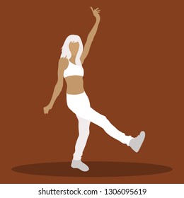 Girl dancing modern dance on a dark background,