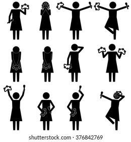 Girl dancing and moving in karaoke event icon, sign, symbol, vector, info graphic, pictogram