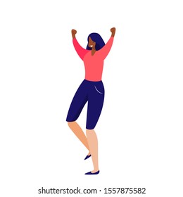 Girl dancing and moving. Workout, fitness, wellness flat vector illustration. Sport concept for banner, website design, landing web page