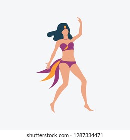 Girl dancing in Namerican costume. Dancing, festive, masquerade. Can be used for topics like celebration, greeting, seasonal
