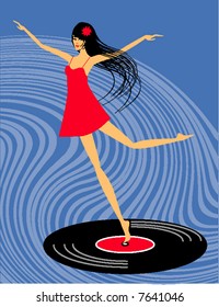 The girl dancing on a disk