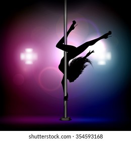 Girl dancing on the pylon.