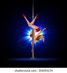 Girl dancing on the pylon.