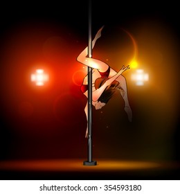 Girl dancing on the pylon.