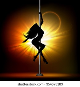 Girl dancing on the pylon.