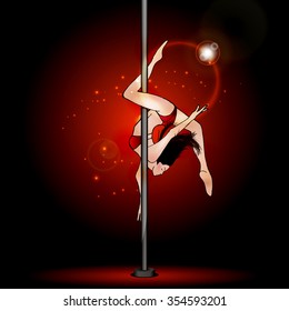 Girl dancing on the pylon.