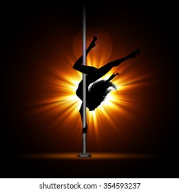Girl dancing on the pylon.