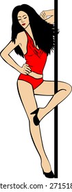 Girl is dancing pole dance