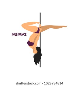 Girl dancing pole dance vector Illustration on a white background