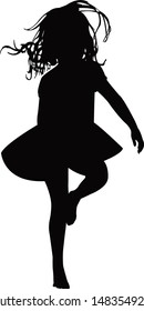 a girl dancing, silhouette vector