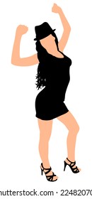 girl dancing silhouette, vector 