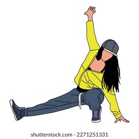 Girl dancing street dance in urban hip hop style.