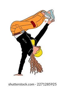 Girl dancing street dance in urban hip hop style.