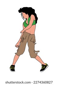 Girl dancing street dance in urban hip hop style.