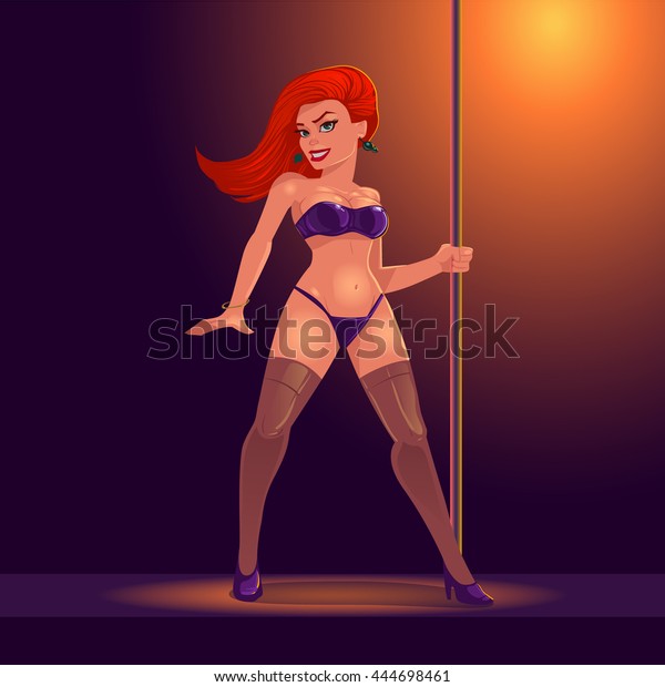 Girl Dancing Striptease Cartoon Character Happy arkistovektori (rojaltivapa...
