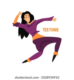 Girl dancing tektonik dance vector Illustration on a white background