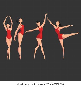Girl dancing vector art with red dress