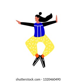 Girl is dancing. Vector flat illustration for animation 
