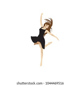 girl dancing, vector illustration, hand drawn