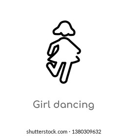 girl dancing vector line icon. Simple element illustration. girl dancing outline icon from people concept. Can be used for web and mobile