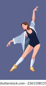 Girl dancing vector minimalistic illustration